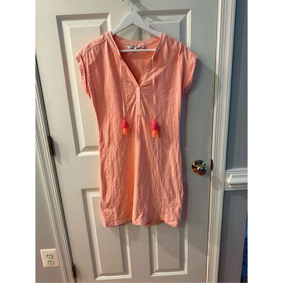 Vineyard Vines Pinky Peach Tassel Tie Cap Sleeve Tunic Dress sz XS EUC - Picture 1 of 7